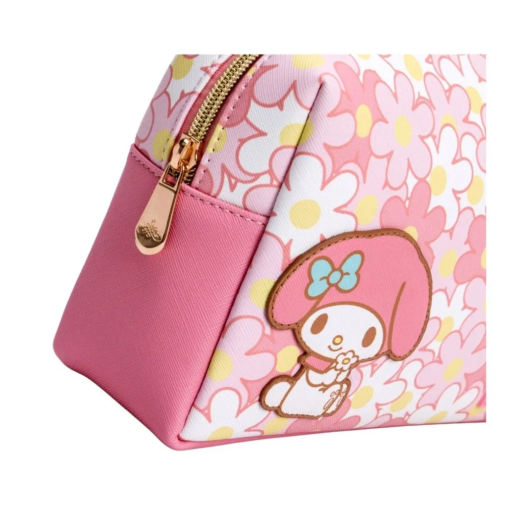 Impressions Vanity My Melody Makeup Bag OS Pink‎ Floral Saffiano Pouch NWT